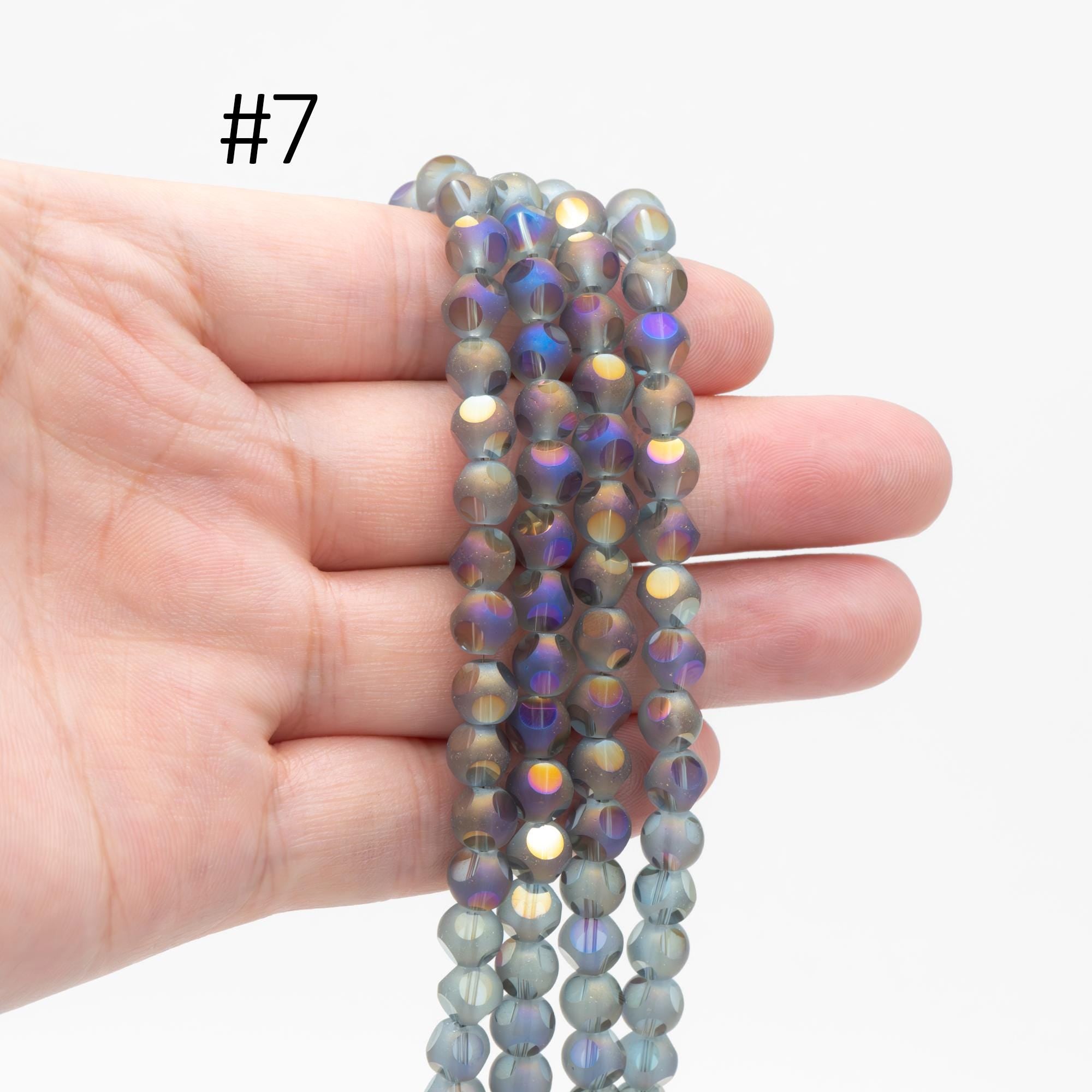 Frosted Faceted Round Glass beads 6mm, (GM-023)/ 100 beads